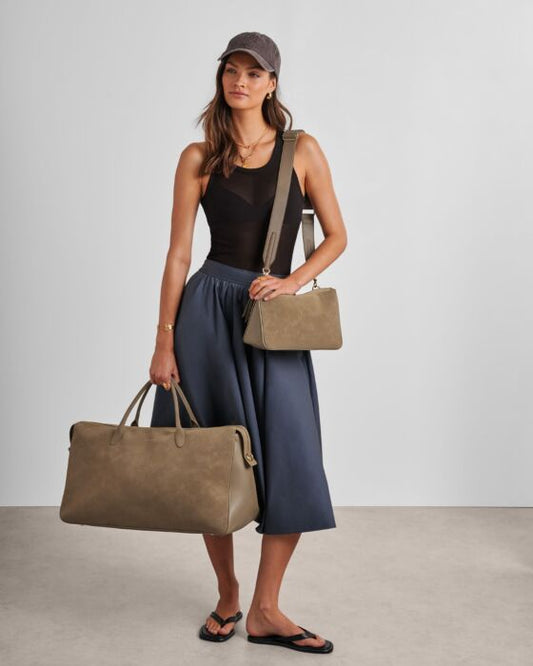 Katie Loxton Ascot Suedette Weekend Bag & Pouch Organiser in Taupe Suedette