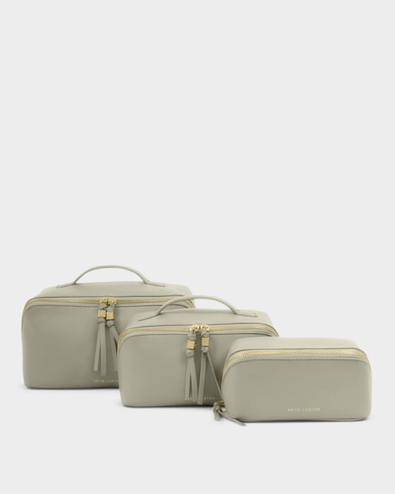 Katie Loxton Soho Medium Make Up/ Wash Bag in Green Mist