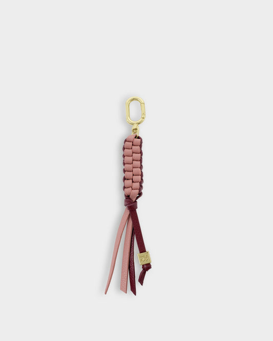 Katie Loxton Braided Bag Charm Keyring in Rose Pink / Cherry