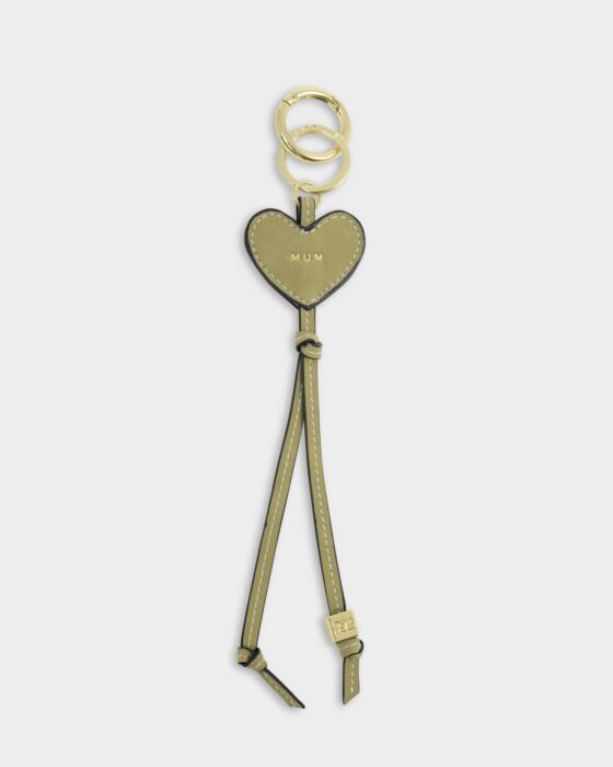 Katie Loxton Heart Charm Tag Keyring - Mum - in Bright Sage Suedette