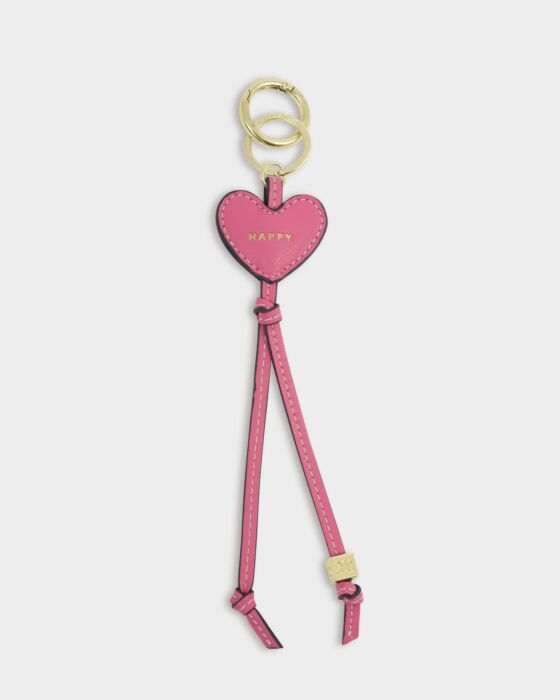 Katie Loxton Heart Charm Tag Keyring - Happy - in Sugar Pink