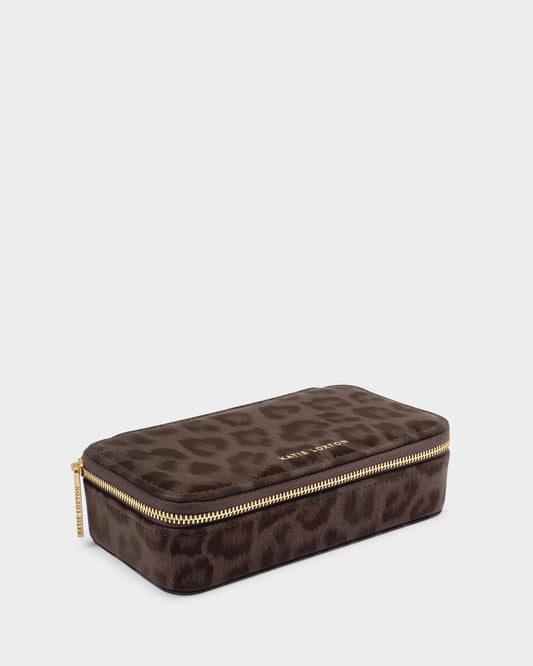 Katie Loxton Classic Jewellery Box in Chocolate Leopard