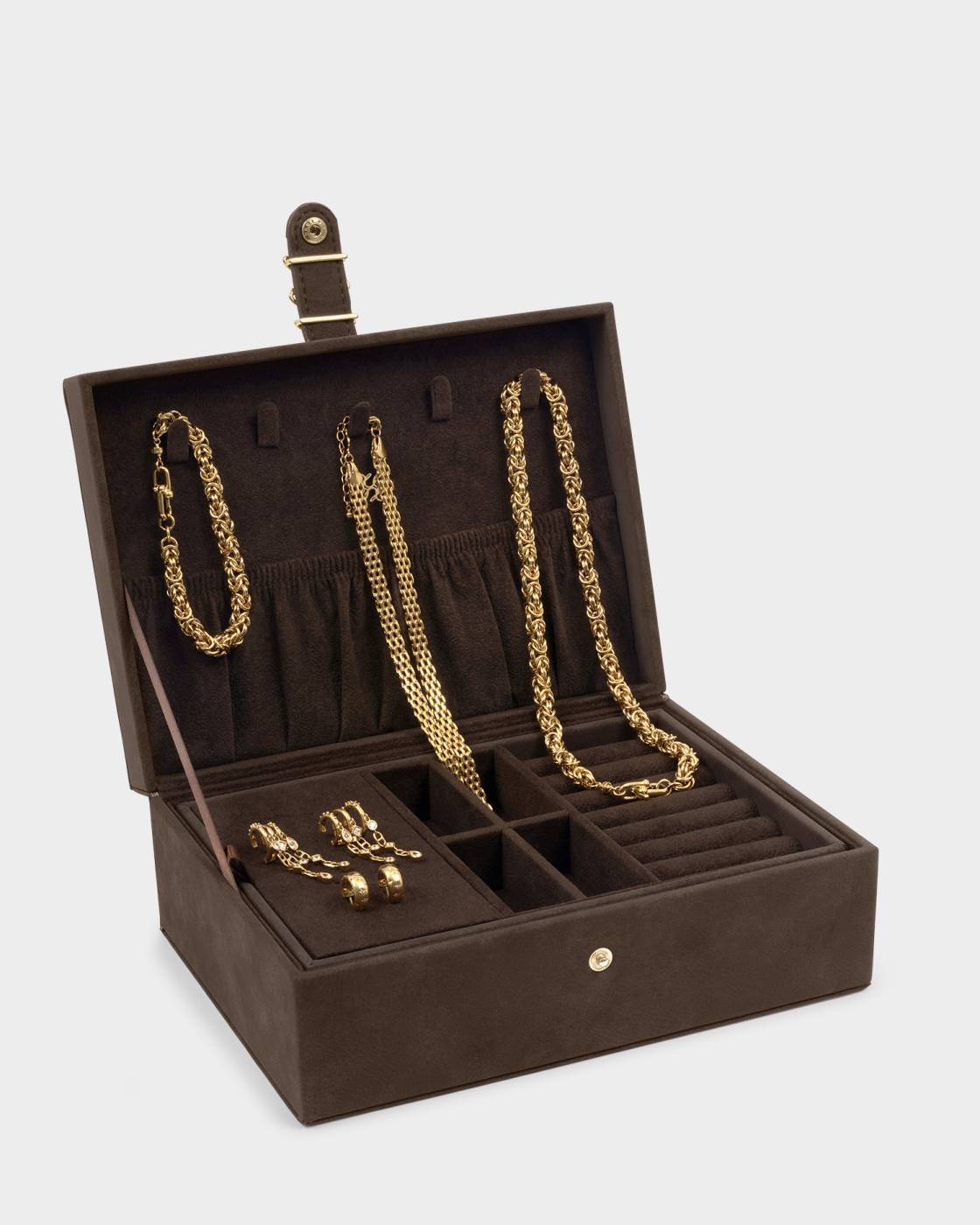 Katie Loxton Large Jewellery Box in Chocolate Suedette