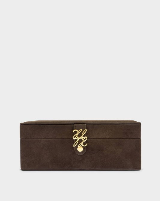 Katie Loxton Large Jewellery Box in Chocolate Suedette