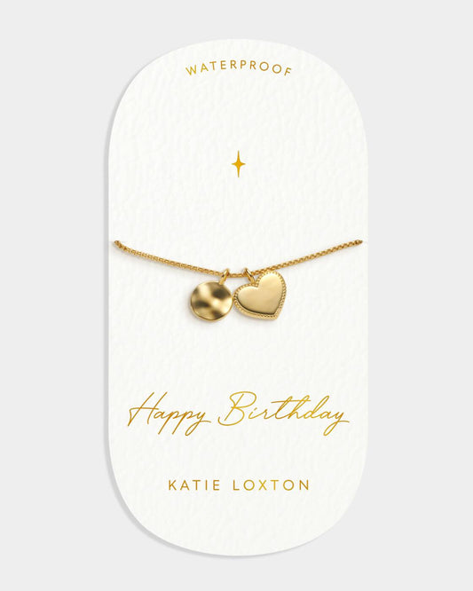 Katie Loxton 'Happy Birthday' Waterproof Gold Charm Bracelet