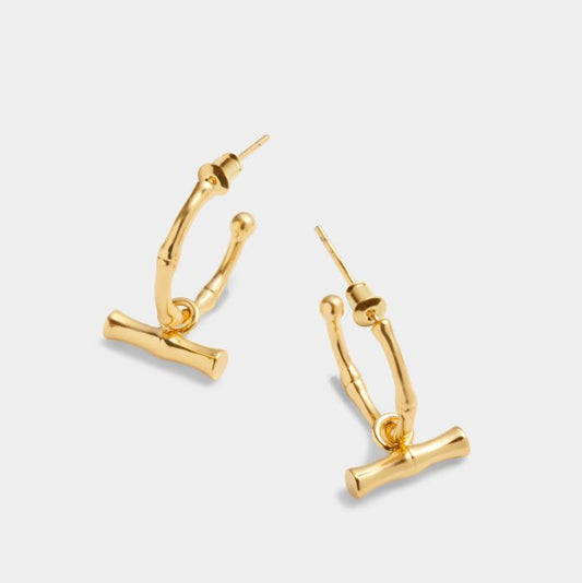 Katie Loxton Bamboo Hoop Earrings - Gold Coated