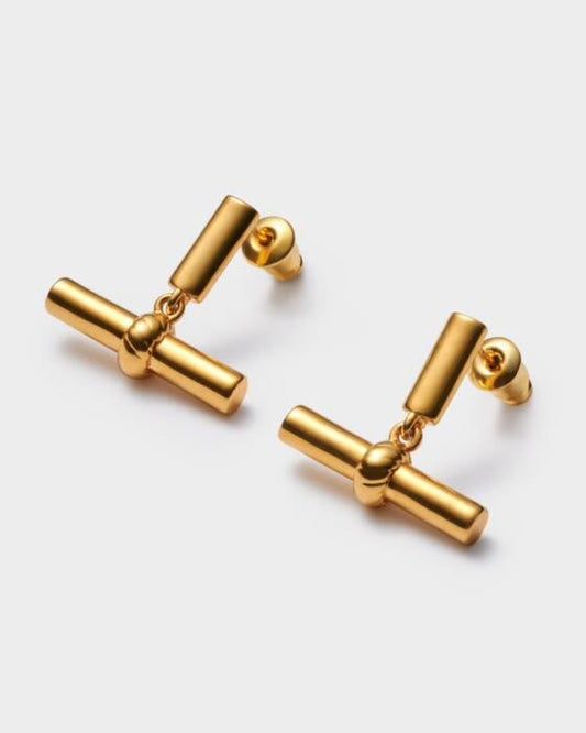 Katie Loxton Themis T-Bar Earrings - Gold Coated