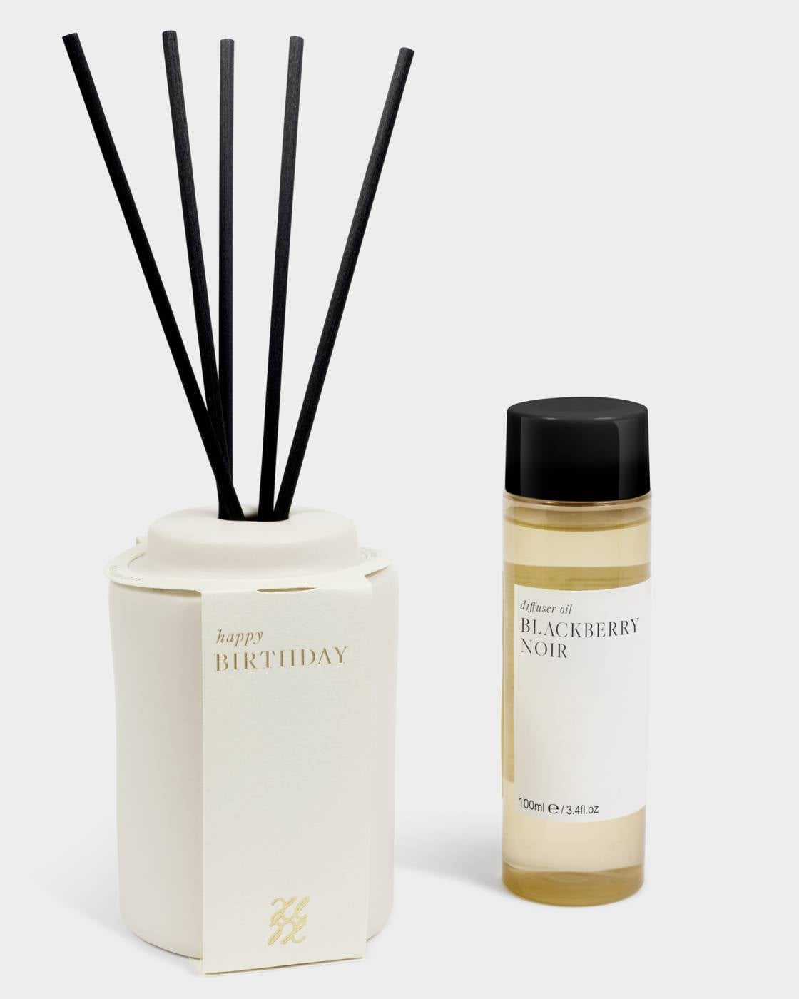 Katie Loxton Ceramic Sentiment Reed Diffuser 'Happy Birthday' in Blackberry Noir