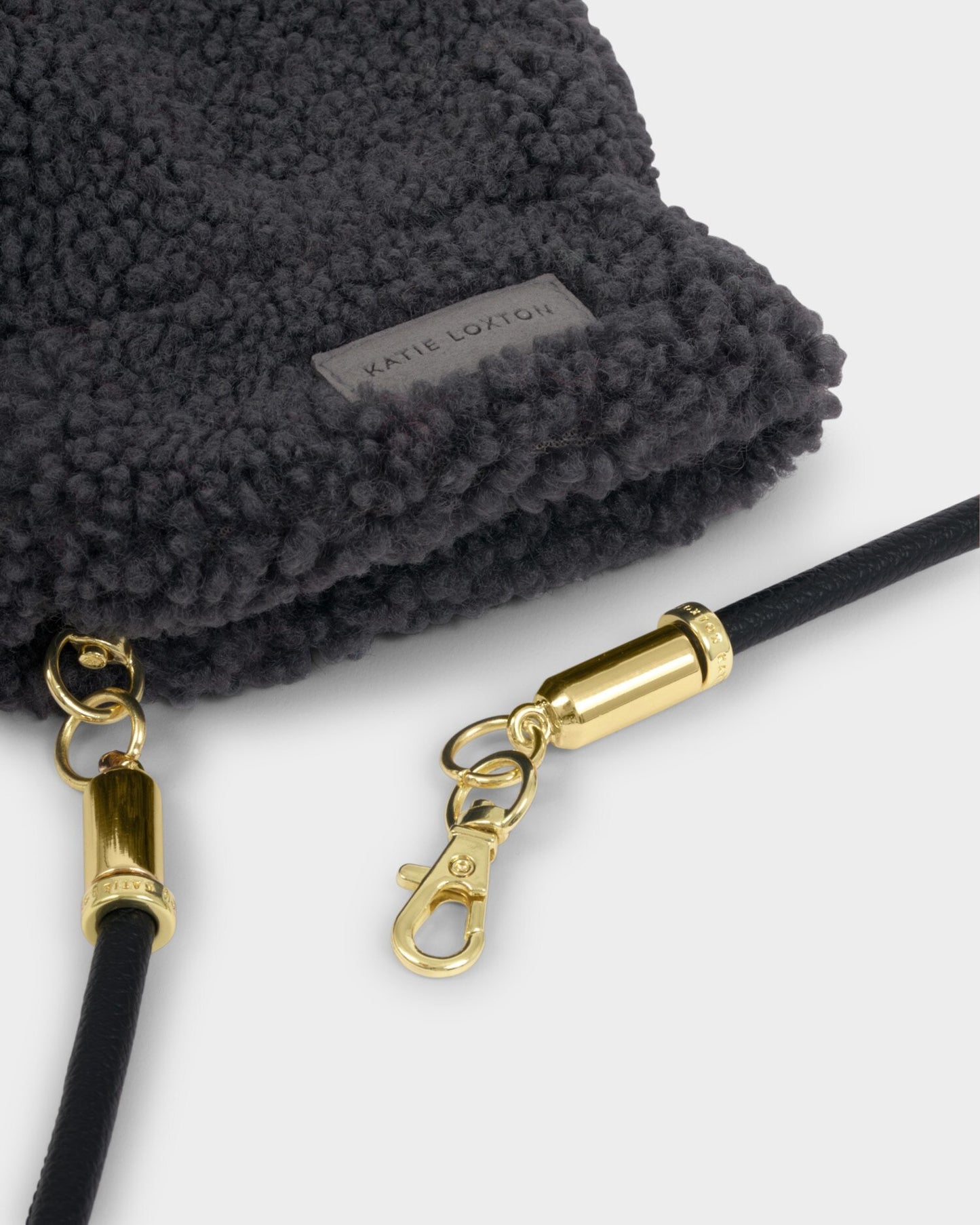 Katie Loxton Teddy Mittens with Cord - Charcoal