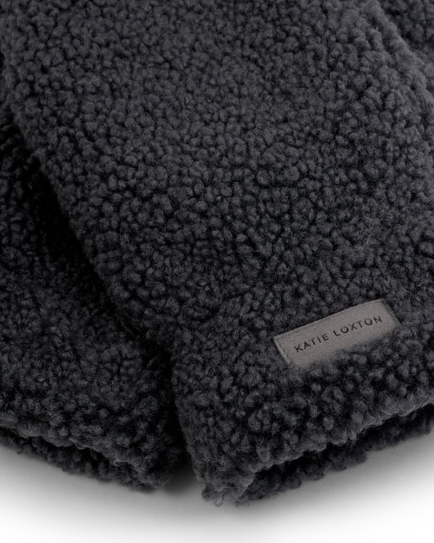 Katie Loxton Teddy Mittens with Cord - Charcoal