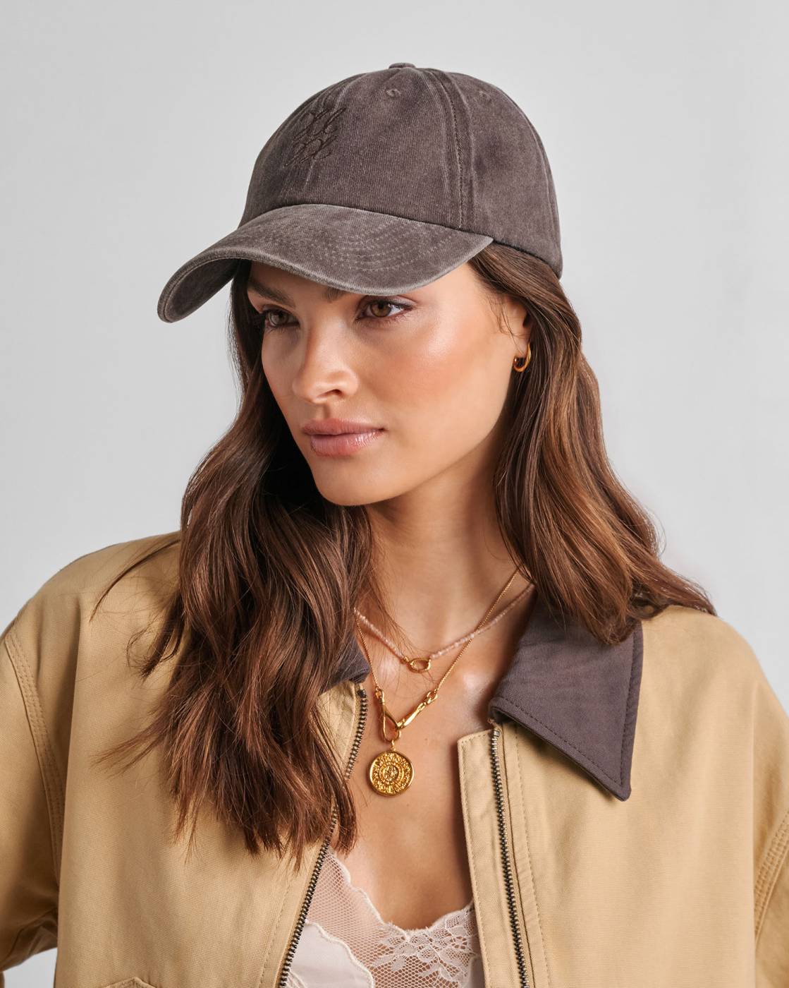Katie Loxton Embroidered Logo Cap in Chocolate