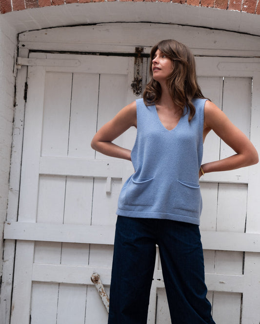 Bibico Aria Wool Tank Top in Blue Melange