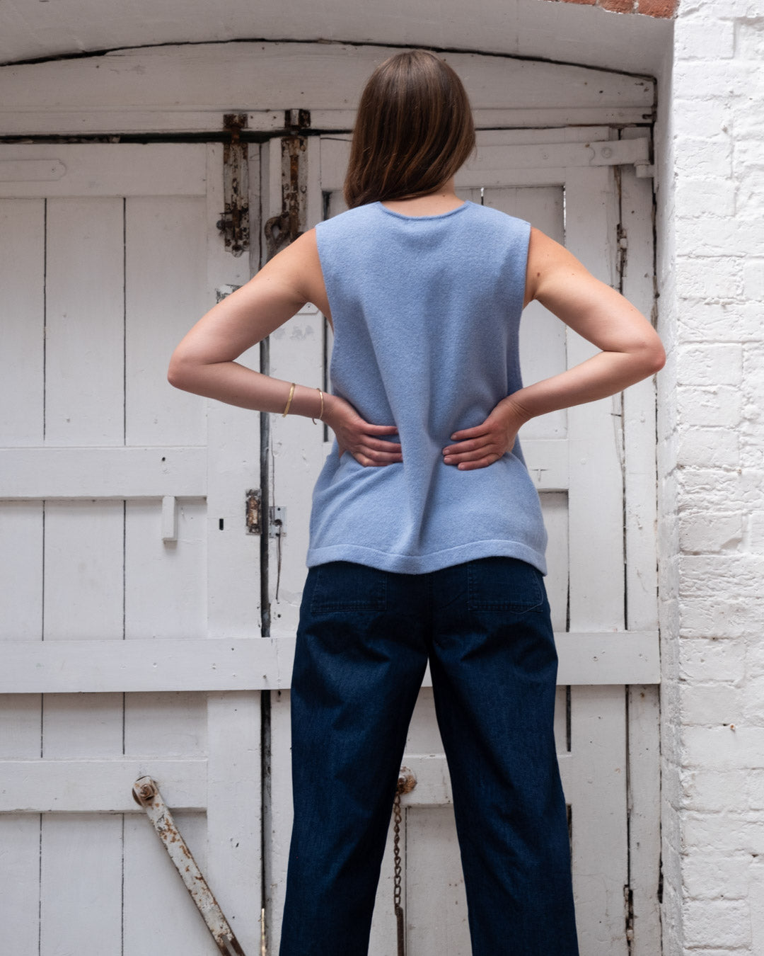 Bibico Aria Wool Tank Top in Blue Melange