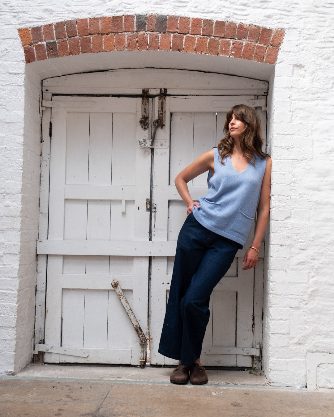 Bibico Aria Wool Tank Top in Blue Melange