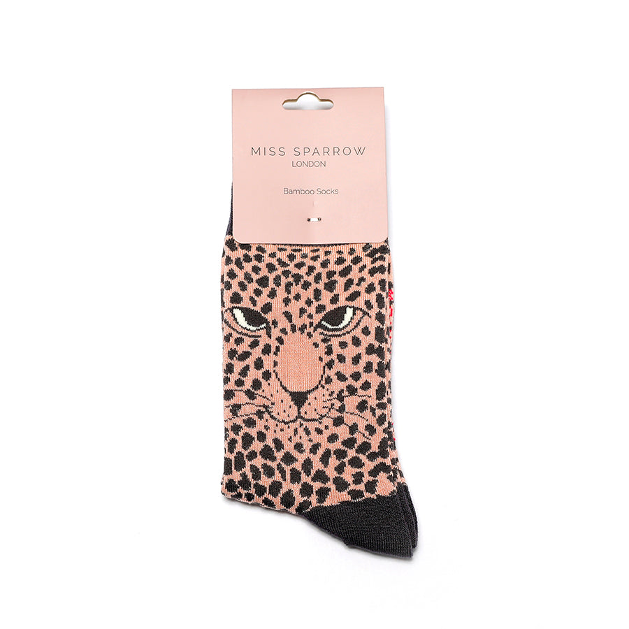 Miss Sparrow Leopards Socks Dusky Pink