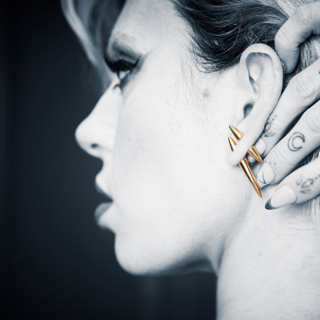 Spike Double Sided Stud Single Earring Gold