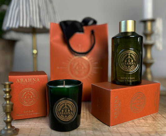 Abahna Mandarin & Sicilian Bergamot Bathe By Candlelight - Mini Foam & Candle