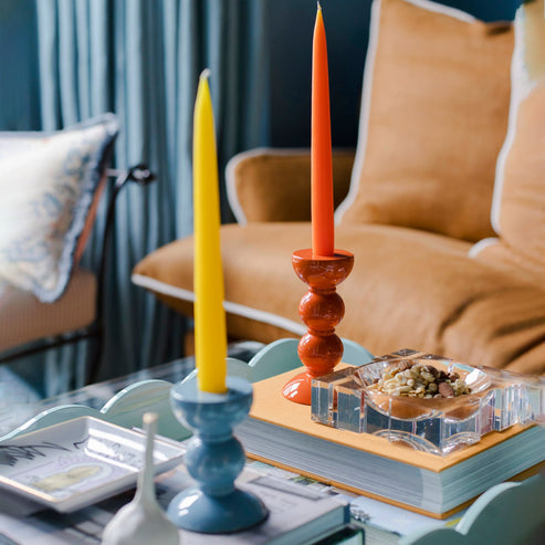 Addison Ross Medium Orange Bobbin Candlestick - 14cm