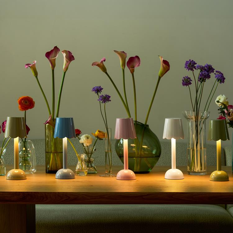 Addison Ross Periwinkle Blue Scalloped LED Lamp
