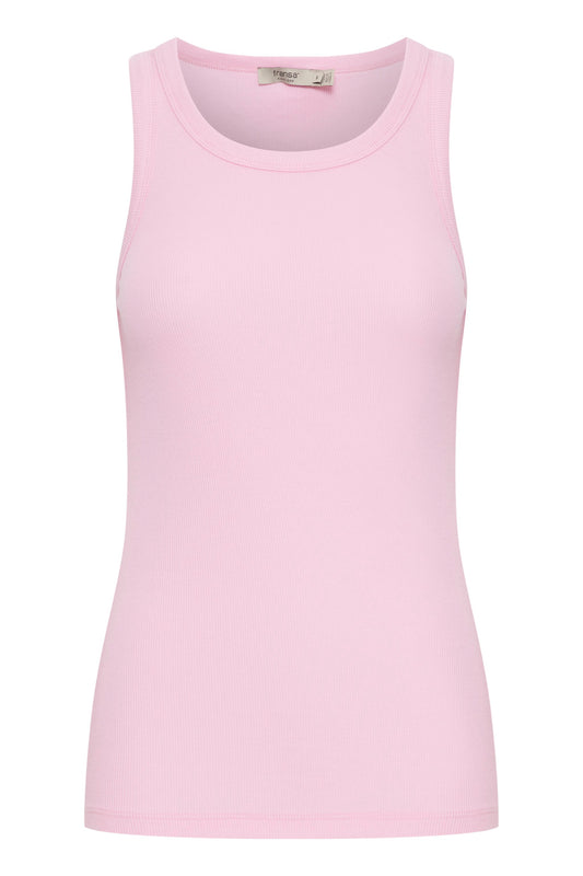 Fransa Hizamind rib top in Pink Frosting