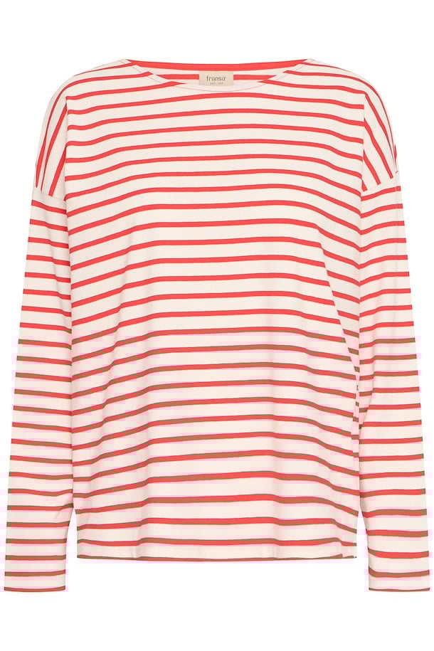 Fransa Siva Tee in Poinsettia Mix Stripe