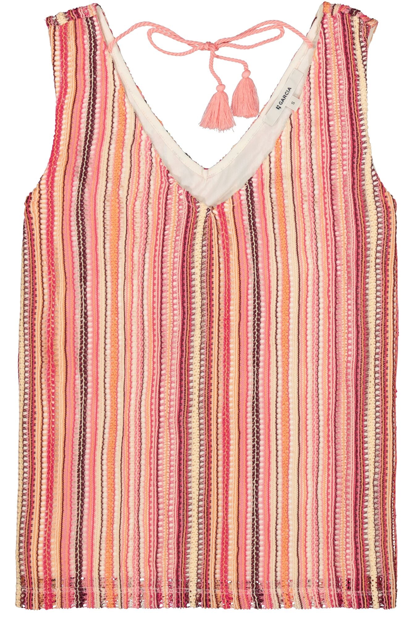 Garcia Striped Pattern Vest Top in Coral Crush
