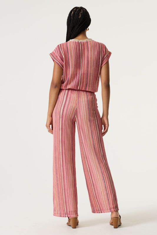 Garcia Striped Pattern Pants in Coral Crush