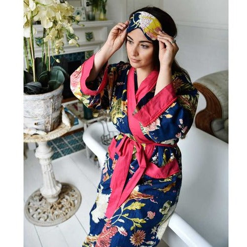 Blue Carnation Print Eye Mask