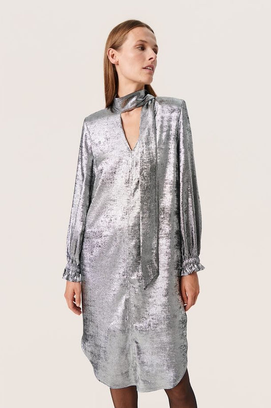 Soaked in Luxury Ronya Dress in Silver Foil
