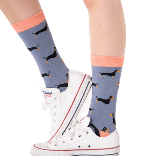 Miss Sparrow Little Sausage Dogs Socks Blue
