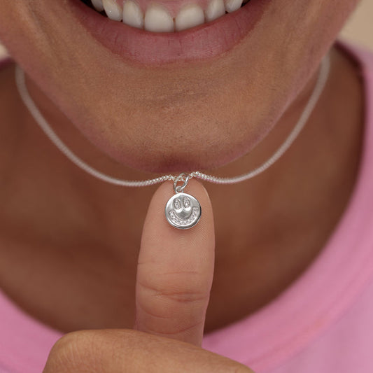 Smiley Face Necklace Silver