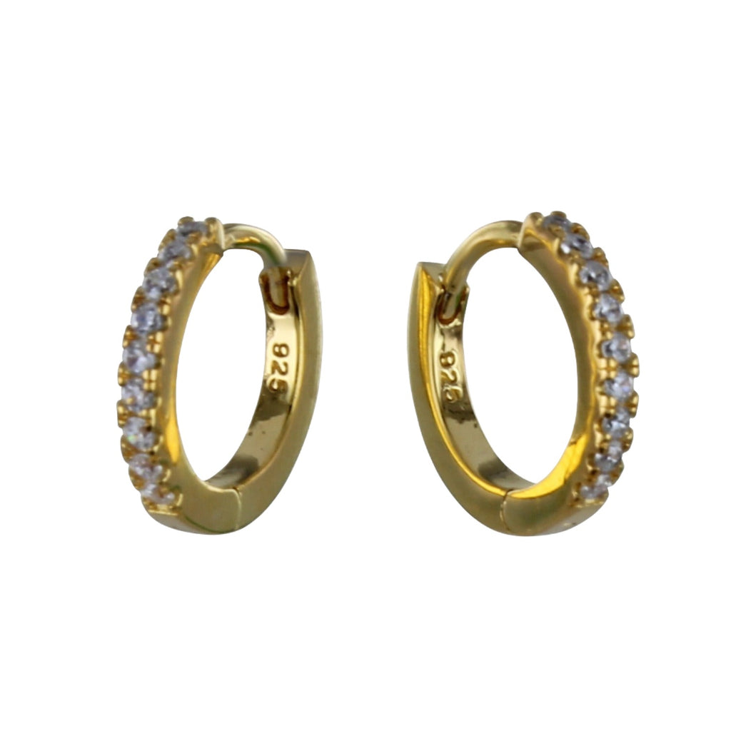 Crystal Sleeper Hoop Earrings in Gold