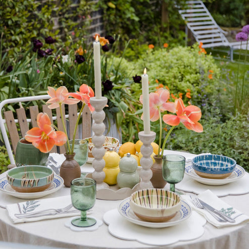 Addison Ross Tall Cappuccino Bobbin Candlestick - 24cm