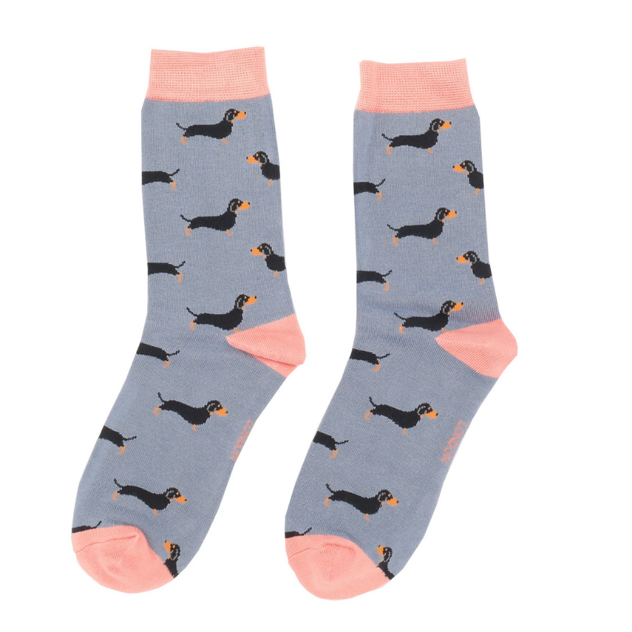 Miss Sparrow Little Sausage Dogs Socks Blue