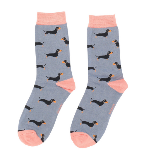Miss Sparrow Little Sausage Dogs Socks Blue
