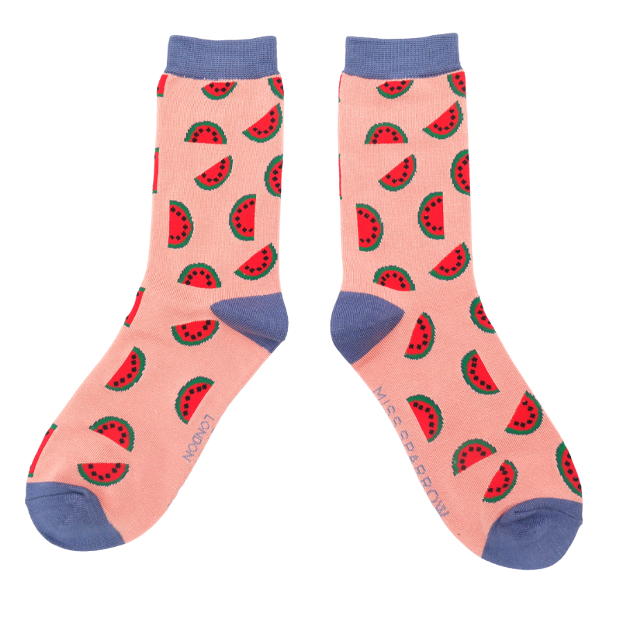 Miss Sparrow Watermelons Socks Dusky Pink