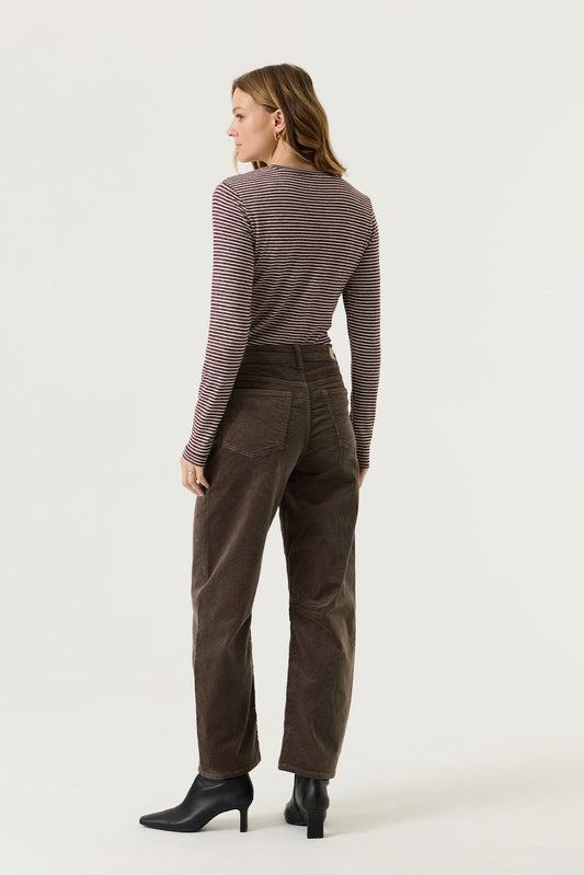 Garcia Long Sleeved Striped Tee in Rosewood