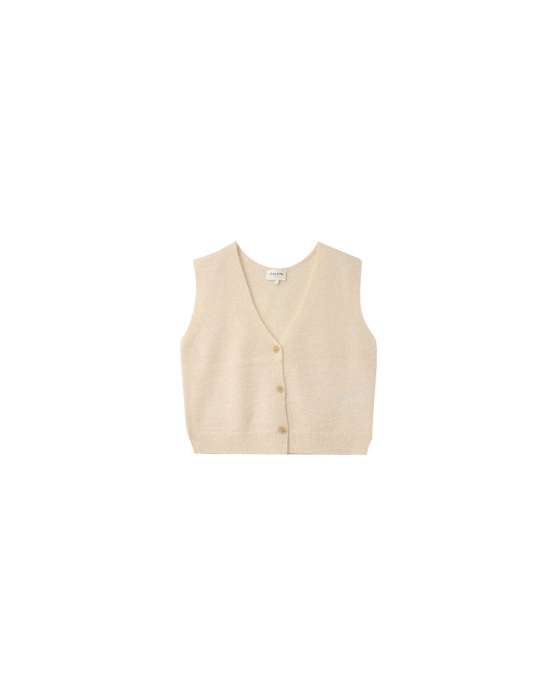 Grace & Mila Nars Knitted Sleeveless Vest in Ecru