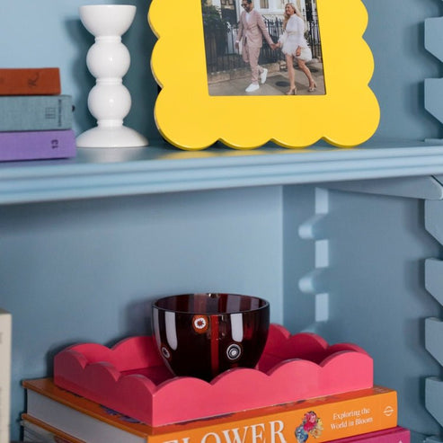 Addison Ross Watermelon Pink Small Lacquered Scalloped Tray