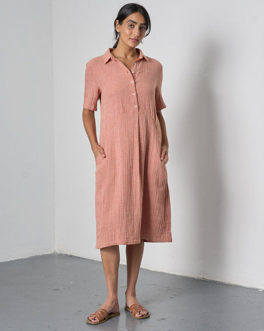 Bibico Alexa Shirt Dress in Rust Check