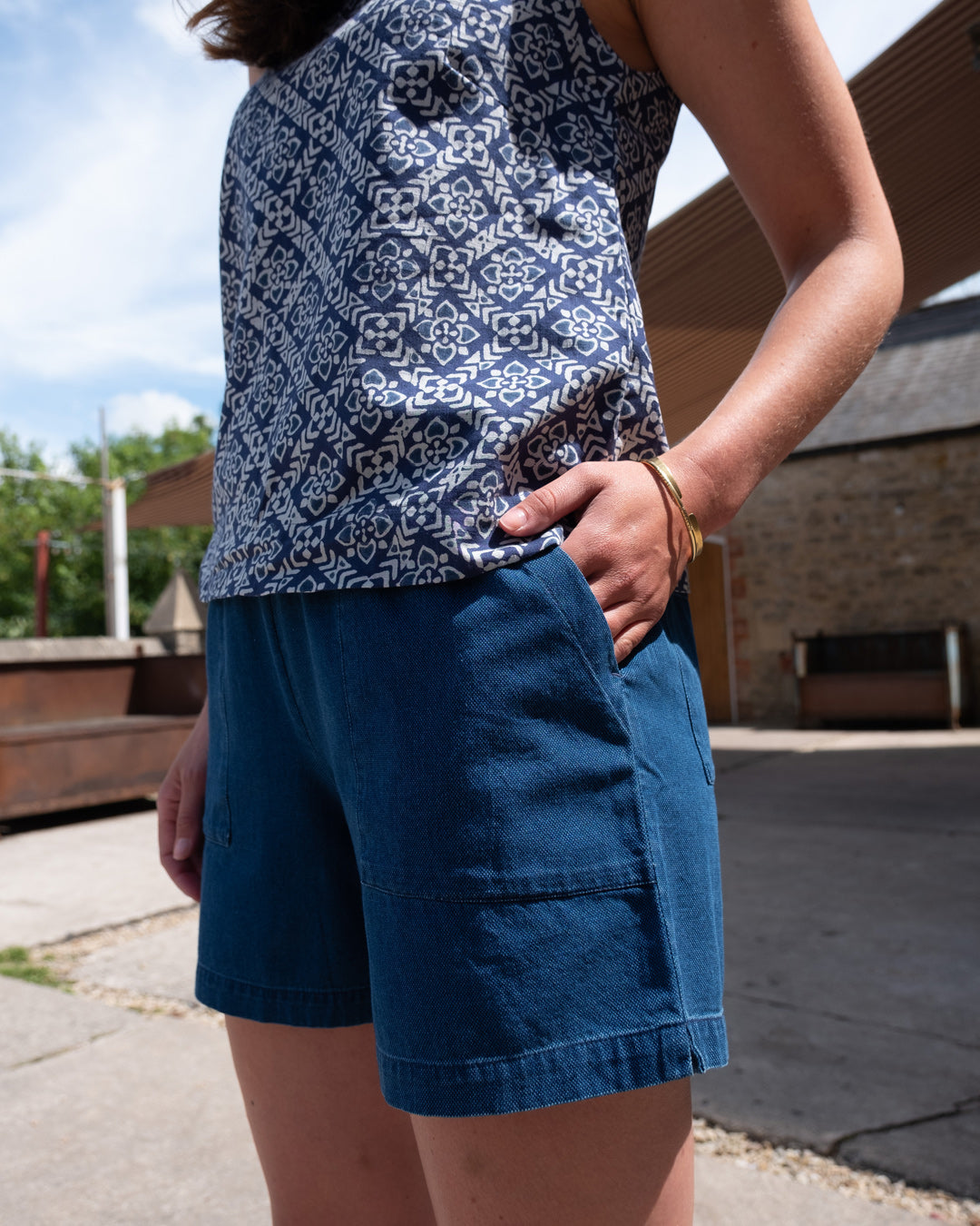 Bibico Petra Shorts in Blue Denim Cotton