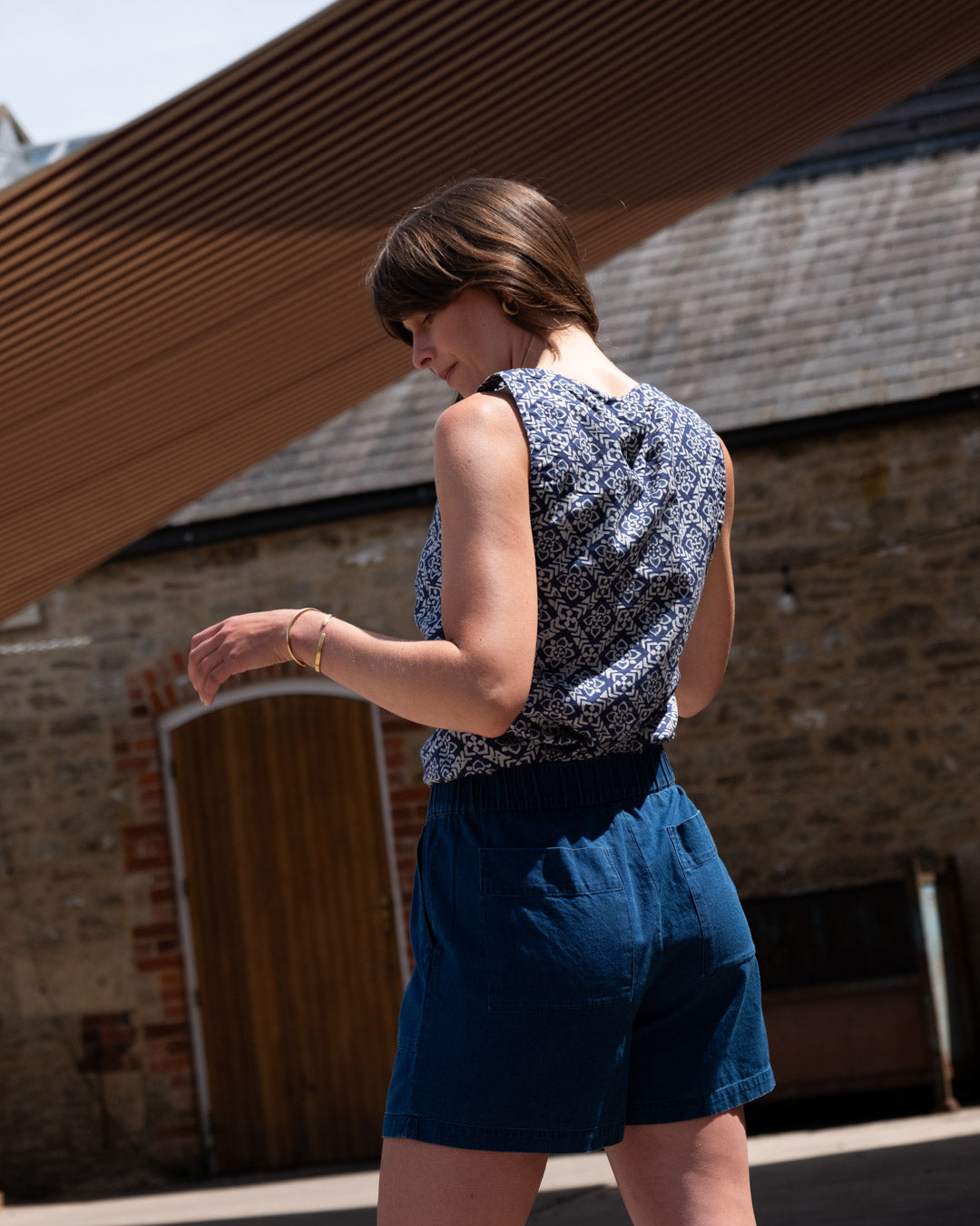 Bibico Petra Shorts in Blue Denim Cotton
