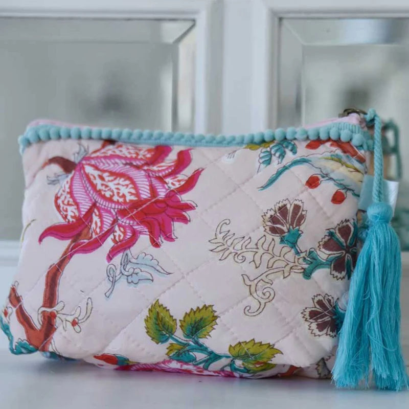 Pink Exotic Flower Make Up Bag
