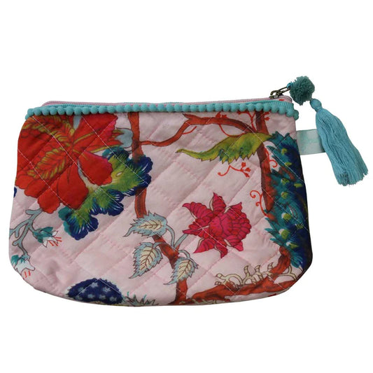 Cotton Make Up Bag - Pink Exotic Flower design