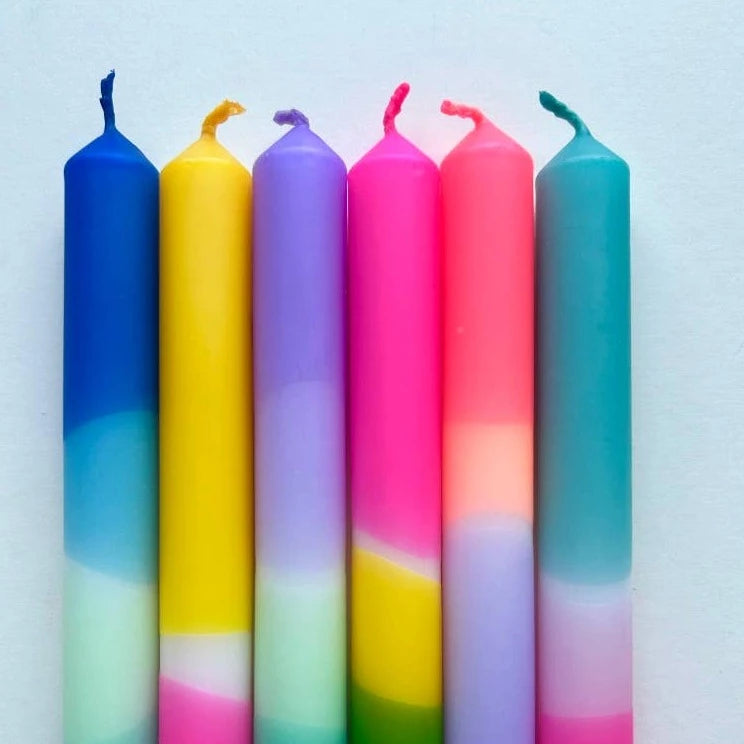 The Colour Emporium bright dip dye 23cms candles in various colours