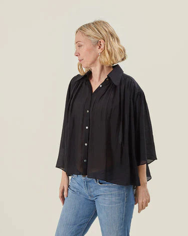 Chalk Black Alice Shirt paired with blue jeans