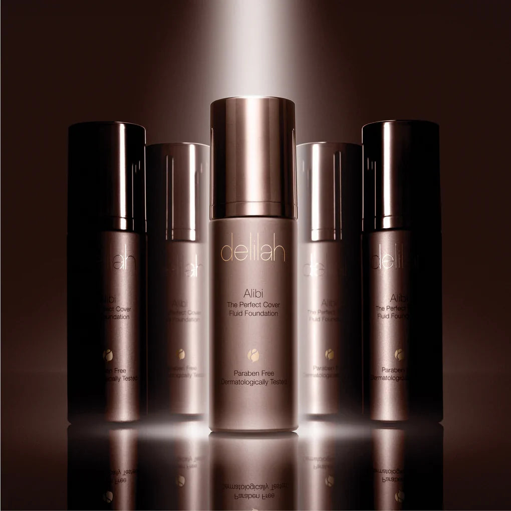 A collection of Delilah Alibi Fluid Foundations