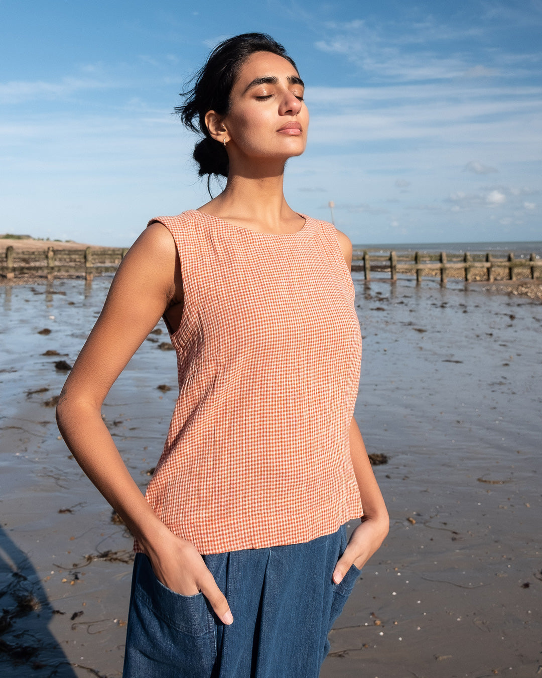 Bibico Pippa Blouse in Rust Check