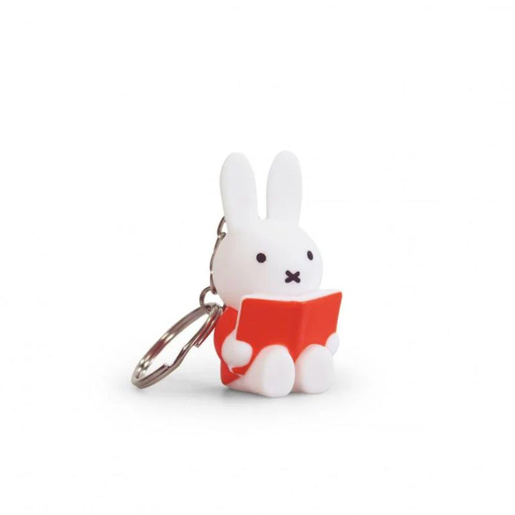 White Miffy with red book keyring