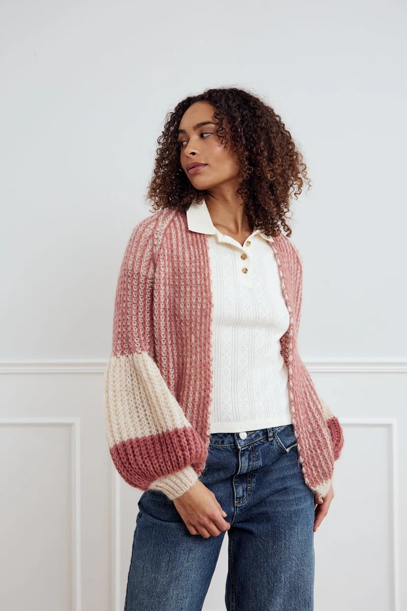 Noella Liana Knit Cardigan in Rose Cream